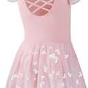 DIPUG Ballet Leotards for Girls with Skirt Shiny Toddler Dance Leotard Butterfly (8-10 Years, Pink)