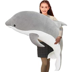 Somao Dolphin Stuffed Animals Plush Pillow Super Soft Sea Animal Plush Toys Dolls for Boys Girls Sleeping Cushion Gift (50cm/19.68in, Grey)