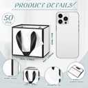 Yeaqee 50 Pcs Mini Metallic Paper Gift Bags with Handle 4x4.75x2.2'' Small Gift Bag DIY Tag Thank You Party Favor for Mother's Day Wedding Graduation Baby Shower Birthday Jewelry (White,Black)