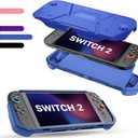 FIWWAT Protective Case for Nintendo Switch 2 (2025), TPU Middle Frame & PC Front Protector 360° Protection, Non-Slip Ergonomic Grip, Shockproof & Anti-Scratch Shell Cover, Dark Blue