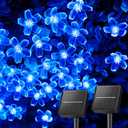 Brightown 2 Pack Total 52FT 120 LED Solar Flower String Lights for Outside Waterproof Fairy Lights for Garden Yard Fence Patio Christmas Tree Wedding Party Decor, Blue