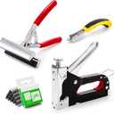 ZENFUN Heavy Duty Stretching Canvas Pliers with Spring Return Handles, and Staple Remover, 3 in 1 Staple Gun for Upholstery with 1000 Staples, Canvas Stretcher Plier Set for Art Oil Painting Framing