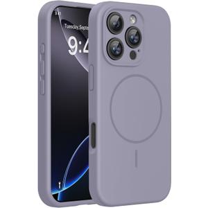 Miracase Magnetic for iPhone 16 Pro Case, [Soft Anti-Scratch Microfiber Lining], Compatible with MagSafe, Liquid Silicone Case Shockproof Drop Protection Phone Case for 16 Pro,Lavender Gray