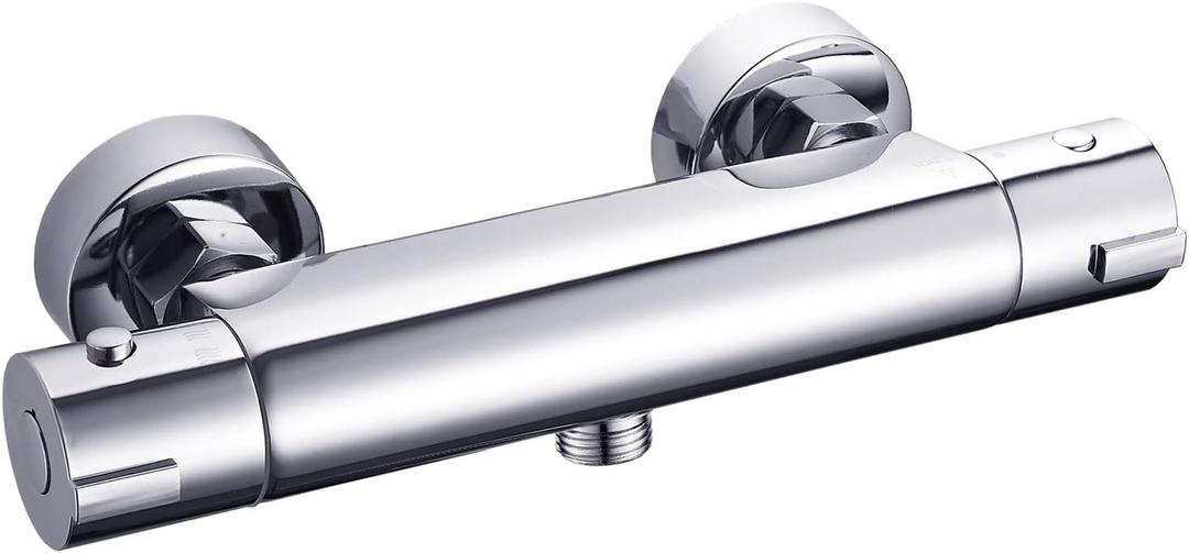 2-Handle Thermostatic Shower Valve Trim Wall mount US STANDARD Plumbing, Exposed Shower mixing valve with Constant Temperature water mixer for Bathroom, RV, Clawfoot Tub