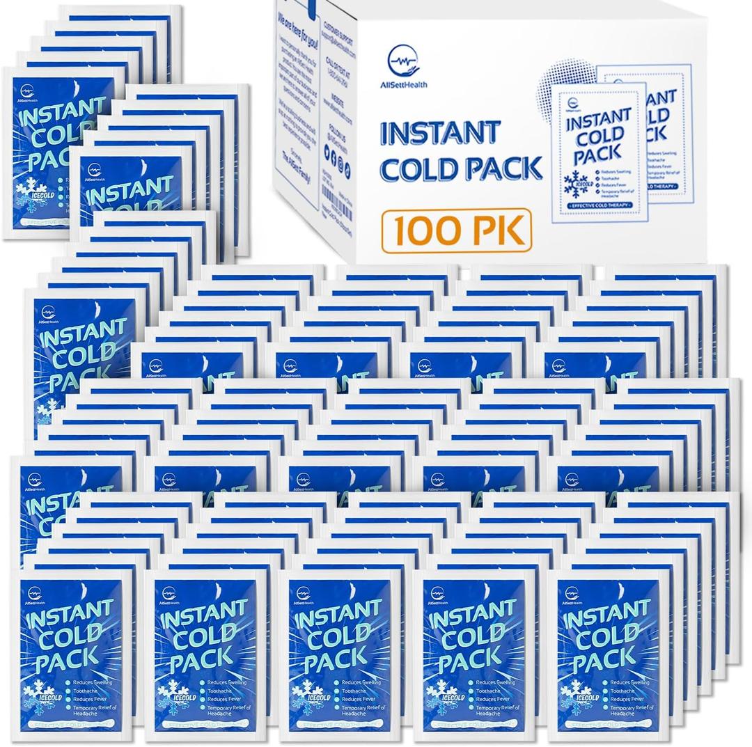 100 Pack Instant Cold Pack - Disposable Instant Ice Packs for Injuries Cold Compress Ice Pack for Pain Relief, Swelling 6 x 4.5 in