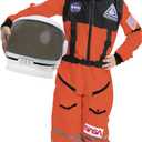 Spooktacular Creations Astronaut Costume with Helmet, Space Suit for Toddler, Kids Astronaut Halloween Costume for Cosplay (3T (3-4 yrs), Orange)
