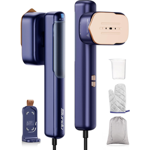 Travel Steamer for Clothes, 110240V Dual Voltage Portable 2in1 Steamer ＆ Iron 2 In 1 Mini Handheld Garment Steamer Iron, 1100W, Large Ceramic Heat Panel for Home & Global & Europe Traveling