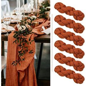 16 Pack Terracotta Cheesecloth Table Runner  Long Semi-Sheer Gauze Table Runner Boho or Rustic Wedding Table Decor for Wedding Decor Arch Draping Bridal Shower Holiday Party