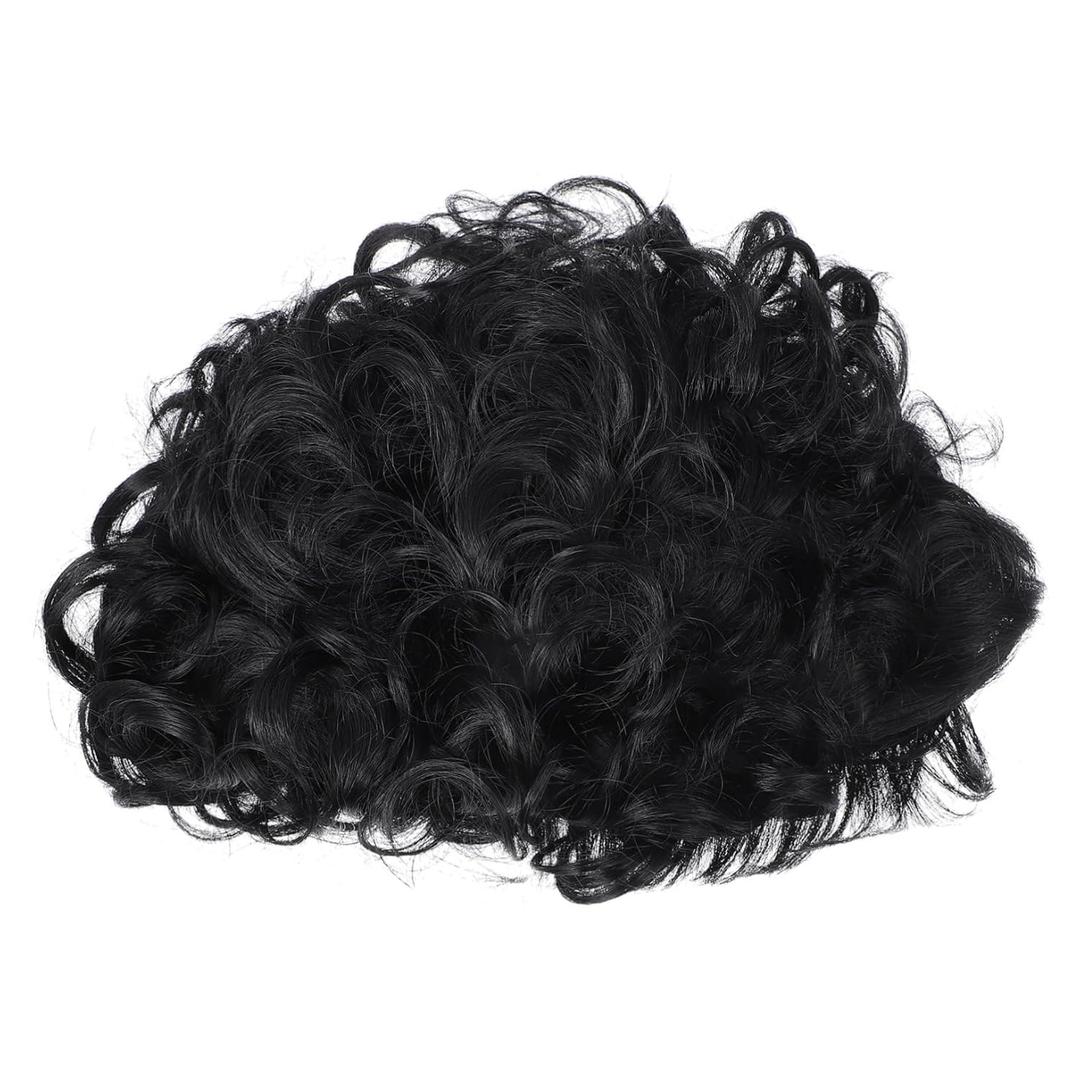 VALICLUD Short Curly Synthetic Wig for Women with Face-flattering Bangs Lightweight Black Layered Waves Breathable Fibers for Cosplay Party and Daily Use Quick Styling Hairpiece