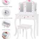 UTEX Kids Vanity Table and Chair Vanity Set with Mirror Makeup Dressing Table with Drawer, Play Vanity Set,White