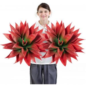 Velener Fall Fake Agave Artificial Plant, Red Fake Succulent Plant for Room Decor, Unpotted Faux Agave Stems Plant for Fall Outdoor/Indoor Decor, 28 inches, Set of 2