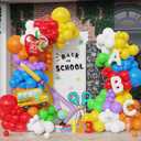 Back to School Balloon Arch Kit,Rainbow Balloons Pencil Apple Bus ABC Foil Balloons for Welcome Back To School Classroom Party First Day of School Kindergarten Decorations