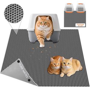 XL Extra Large Cat Litter Box Trapping Mat with Honeycomb Catcher for Indoor Kitty 36x30 Inch, Waterproof and Washable Easy Clean, Anti Tracking from Paws Mess Free, Heavy-duty Non slip (1 Count (Pack of 1), Gray)