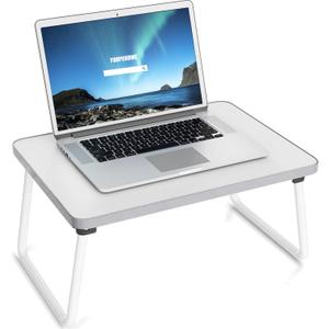 Foldable Lap Desks Laptop Tray for Bed or Couch,Portable Breakfast Serving Tray with Folding Legs,Lightweight Mini Table, Laptop Stand for Working, Reading and Writing,White