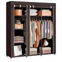 SORCEDAS Portable Wardrobe Closet Storage Organizer Metal Hanging Rack NonWoven Fabric (Coffee, 51 Inch)