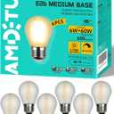 Vintage Edison LED Short Bulb 60W E26 Standard Base Dimmable G45 Small Globe 2700K Soft White 60watt Round Light Bulb Ideal for Home Lighting Fixtures Create Cozy Ambiance in Living Rooms and Bedrooms (6 Count (Pack of 1))
