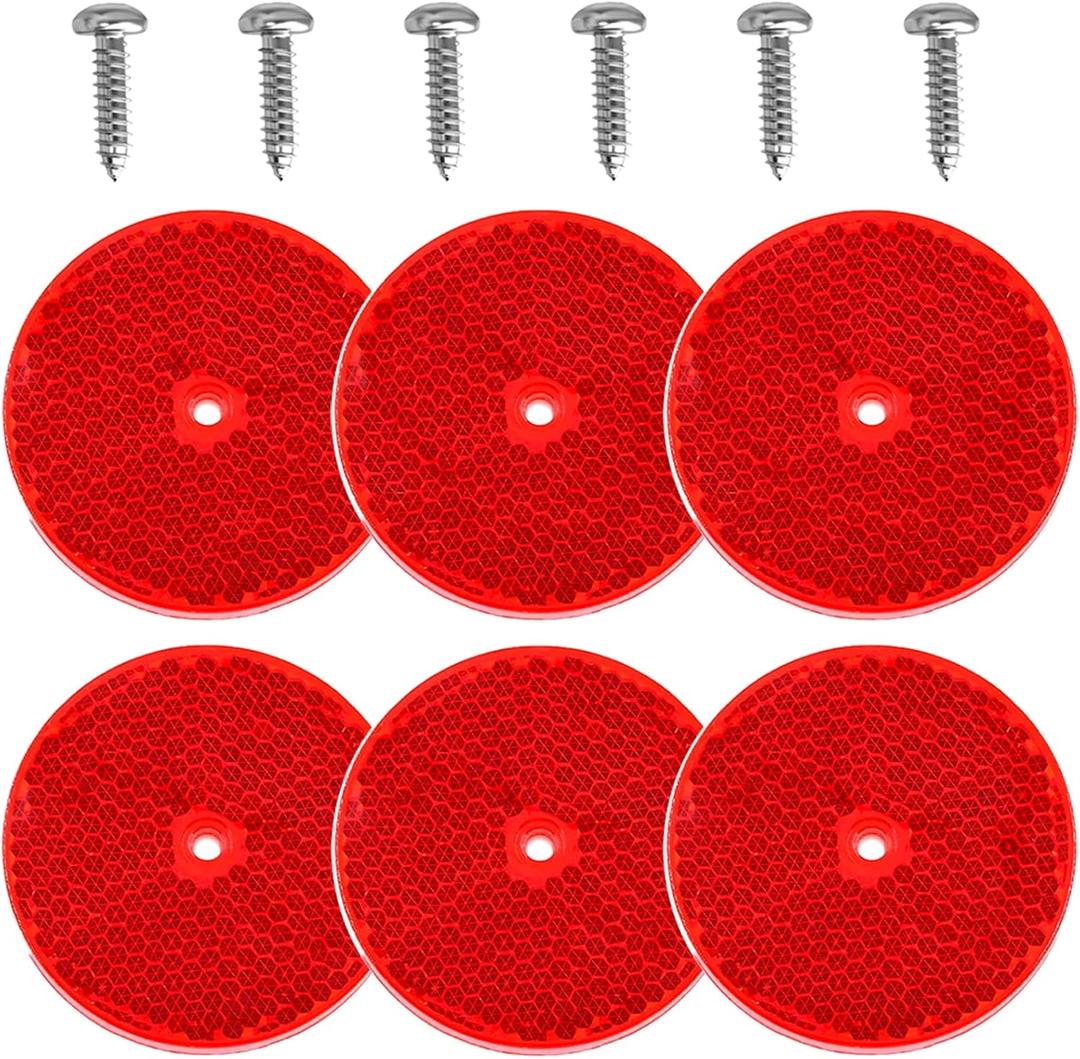 Smseace 12 Pcs Safety Reflectors Red Round Reflectors 3 Inch with Stainless Steel Screw Used for Mailboxes, Driveway, Tunnels, Post, Cars,Trailer Reflector