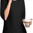 Women Fall Outfits Sweaters Tunic Tops Loose Fit Dressy 3/4 Sleeve Crew Neck Business Casual Blouses Shirts 2026 (Black, S)