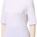 Womens Church Clergy Shirt with Tab Collar Spring/Summer Half Sleeve Slim Blouse Top (White, XL)