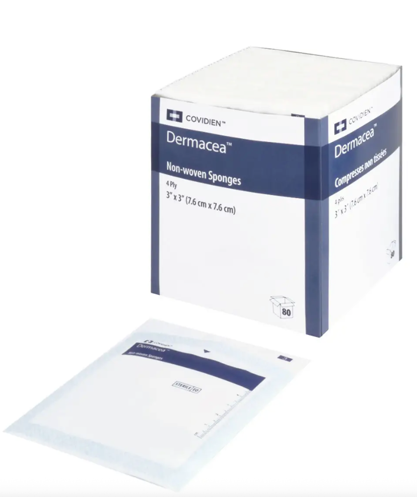 Dermacea Non-woven Sponges, 4 Ply, 3x3 (7.6 cm x 7.6 cm), 2400 Pcs