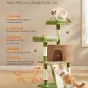Feandrea Cat Tree, 45.3-Inch Cat Tower, Plush Condo with Scratching Post, Ramp, Perch, Spacious Cave, for Small Space, Grass Green and Camel Brown UPCT141CB03