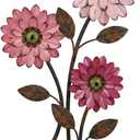 Xuhal Metal Flower Wall Art, 15.75 Inch Vintage Daisy Wall Decor, Rustic Metal Floral Hanging Farmhouse Spring Leaf Sculpture for Living Room Bedroom Indoor Outdoor(Pink)