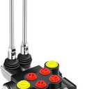 Hydraulic Flow Control Valve 2 Spool 13 GPM G Ports Adjustable Relief Lever Handle Double Acting Parallel Center Tractor Loader W/Joystick Small Tractors/Tanks Loaders Log Splitters 3600 PSI