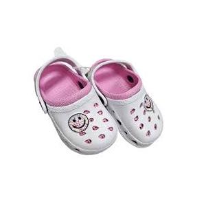 Childrens White Pink Clogs With Smile Design Girls Tie Dye Happy Face Slip On 10