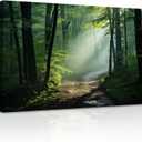 ZXHYWYM Green Forest Canvas Wall Art Sunshine Through Forest Road Picture Prints Morning Sunrise Paintings Nature Landscape Wall Decor Framed(4, (24.00" x 36.00"))