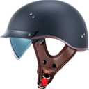 VCOROS Half Helmet Motorcycle DOT Approved Open Face Helmet with Sun Visor and Quick Release Buckle for Adults Men and Women (F07 Matte Black,S)