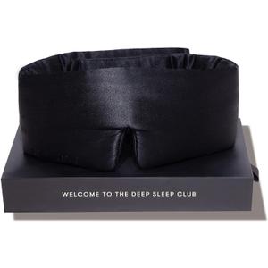 DROWSY Silk Sleep Mask - Face-Hugging, Padded Cocoon for Luxury Sleep in Total Darkness - 100% Pure Mulberry Silk (Black Jade)