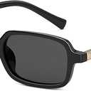 ELITERA Retro Polarized Sunglasses for Womens Men - Trendy Sunnies UV Protection Lightweight Vintage Sun Glasses(Black frame grey lens,52mm)
