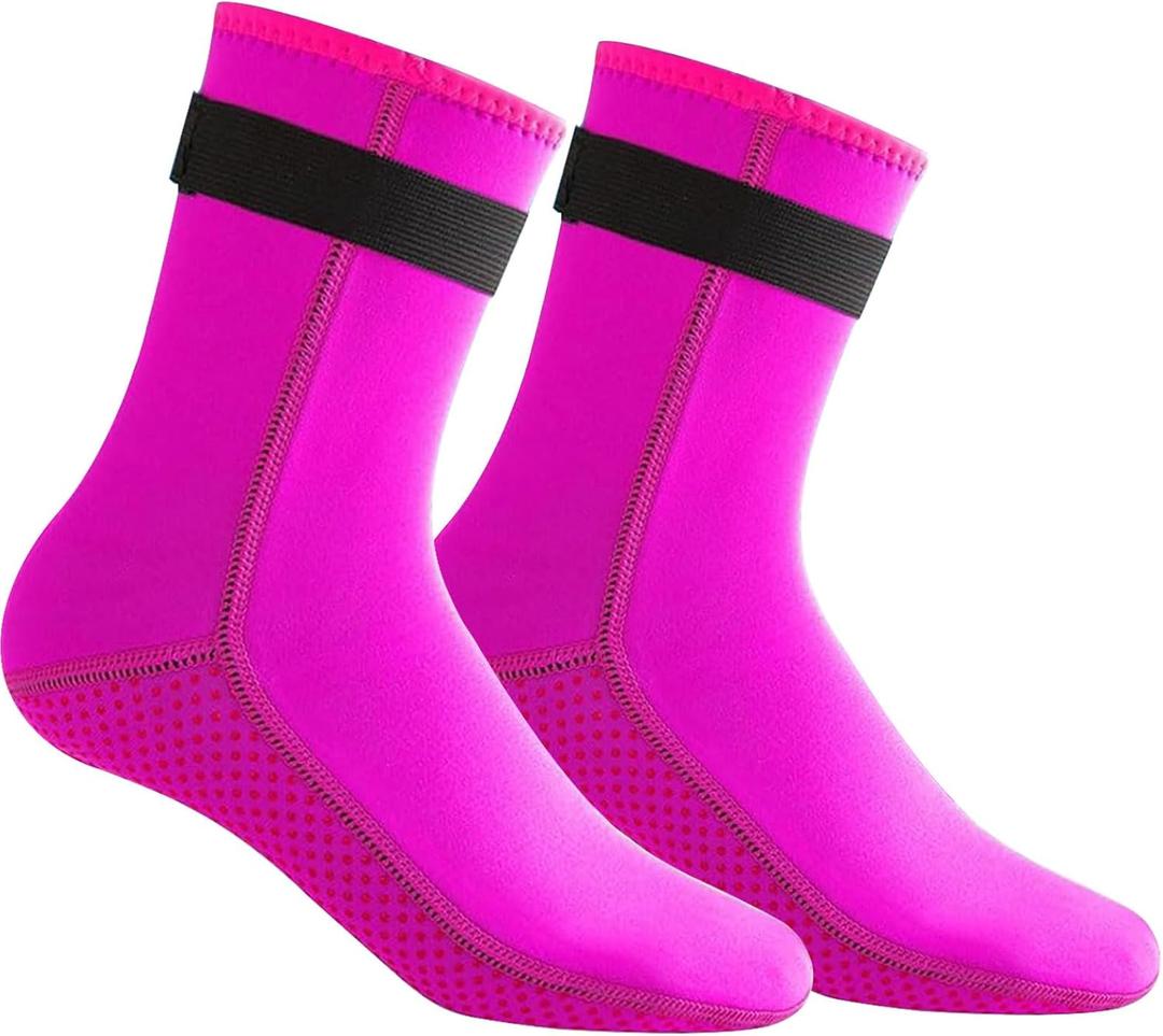 Neoprene Socks Women Men Kids Youth,3mm Anti-Slip Diving Sock for Beach Volleyball Sand Soccer (Large, Pink)