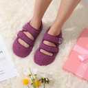 LeIsfIt Womens Slippers Adjustable Diabetic Slippers Wide Soft Arthritis Edema House Shoes Warm Fuzzy Slipper Socks with Rubber Sole (7-7.5, Darkpurple)
