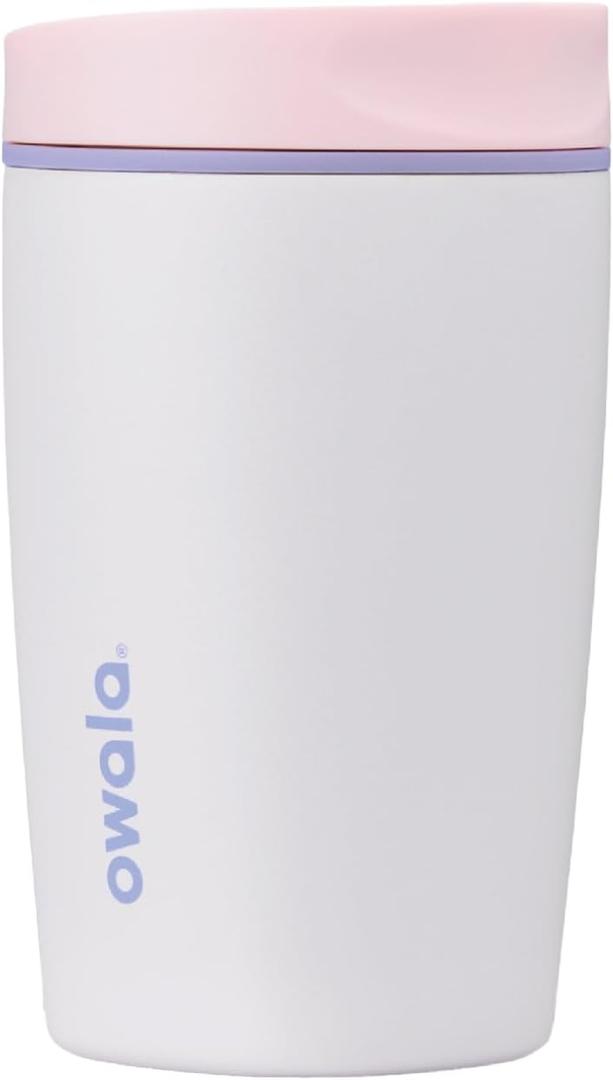 Owala SmoothSip Slider Ceramic-Lined Insulated Stainless Steel Coffee Tumbler, No Metallic Taste Reusable Travel Mug, Hot Iced Coffee Cup, BPA Free 12 oz, Candy Coated