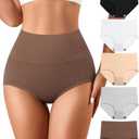 J-pone Womens Underwear Cotton High Waisted Strech Soft Full Coverage Briefs Ladies Postpartum Panties 5 Pack, 3XL/4XL, Count Of 4