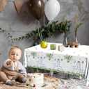 3 x 3 Pack Baby Shower Tablecloth Decoration,Watercolor Greenery A Sweet Baby Boy Is On The Way Baby Shower Decoration,Waterproof Greenery Baby Shower Tablecloth for Boy Gender Reveal Party Decoration