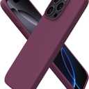 ORNARTO Compatible with iPhone 16 Pro Case 6.3", Slim Liquid Silicone 3 Layers Soft Gel Rubber Shockproof Protective Cover with Anti-Scratch Microfiber Lining-Wine Red