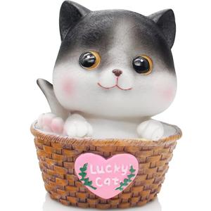 H&W Kitten Money Bank (Gray), Shatterproof Cat Piggy Bank, First Coin Bank, Best Christmas Birthday for Kids Boys Girls Home Decoration (WK19-D8)