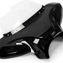 Motorcycle Front Outer Batwing Fairing 37" Wide x 24" Tall Universal | Clear Windshield ABS Fairing Black Transparent