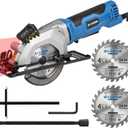 Mini Circular Saw, 4Amp 3500RPM Corded Circular Saw with Laser Guide, Rip Guide, Compact Saw with 2Pcs 24T TCT Blades for Wood Cuts