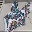 SPORLIKE Women One Piece Swimsuit V-Neck Ruffle Bathing Suit Padded Monokini Large