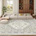 Zesthome 8x10 Area Rugs for Living Room,Non-Slip Backing Washable Rugs,Vintage Large Area RugStain Resistant Home Decor Rug (Beige,8'x10')