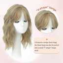 MARJORIE Hair Topper,14inch Wavy Hair Toppers for Women Natural Looking Hairpiece with Wispy Bangs,Volume Booster Wiglet for Full Coverage,Quick Styling for Party/Date Night/Social/Content Creators