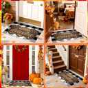 2 Pcs Thanksgiving Fall Rug Coir Door Mats Outdoor Pinecones Doormat for Front Nonslip Fall Welcome Rugs Funny Door Entrance Mat 2-in-1 Buffalo Plaid Rug for Autumn Porch Entryway Decor, 17x30