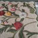 3x5 Small Beige Floral Entryway Rug, Neutral Farmhouse Front Door Mat, Washable Non Slip Thin Low Pile Floor Mat for Indoor Outdoor Kitchen Bathroom Porch