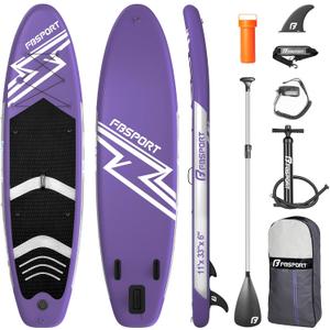 FBSPORT 11' Premium Stand Up Paddle Board, Yoga Board with Durable SUP Accessories & Carry Bag | Wide Stance, Surf Control, Non-Slip Deck, Leash, Paddle and Pump for Youth & Adult (Purple)