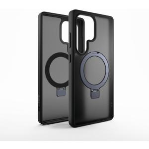Slim Black Clear Case - Compatible with Samsung Galaxy S25 Ultra, Lightweight Design, with Round Back Stand, Ultra Clear Protection with Stylish Black Accents