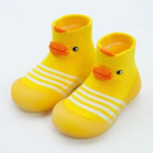 HOWELL Baby Toddler Sock Shoes Infant Soft Rubber Sole Shoes Breathable Cotton First Walking Shoes Anti-Slip for Kids Baby Girls Boys (Yellow, 5 Toddler)