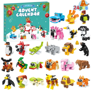 Animal Building Blocks Advent Calendar - 24 Pack Animals Christmas Toys Countdown Calendar for Boys Girls, 2024 Surprise Christmas and New Year Gifts Christmas Stocking Stuffer for Kids Children, 9 Boxes